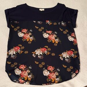 Floral Women’s Top - Navy and Multicolor